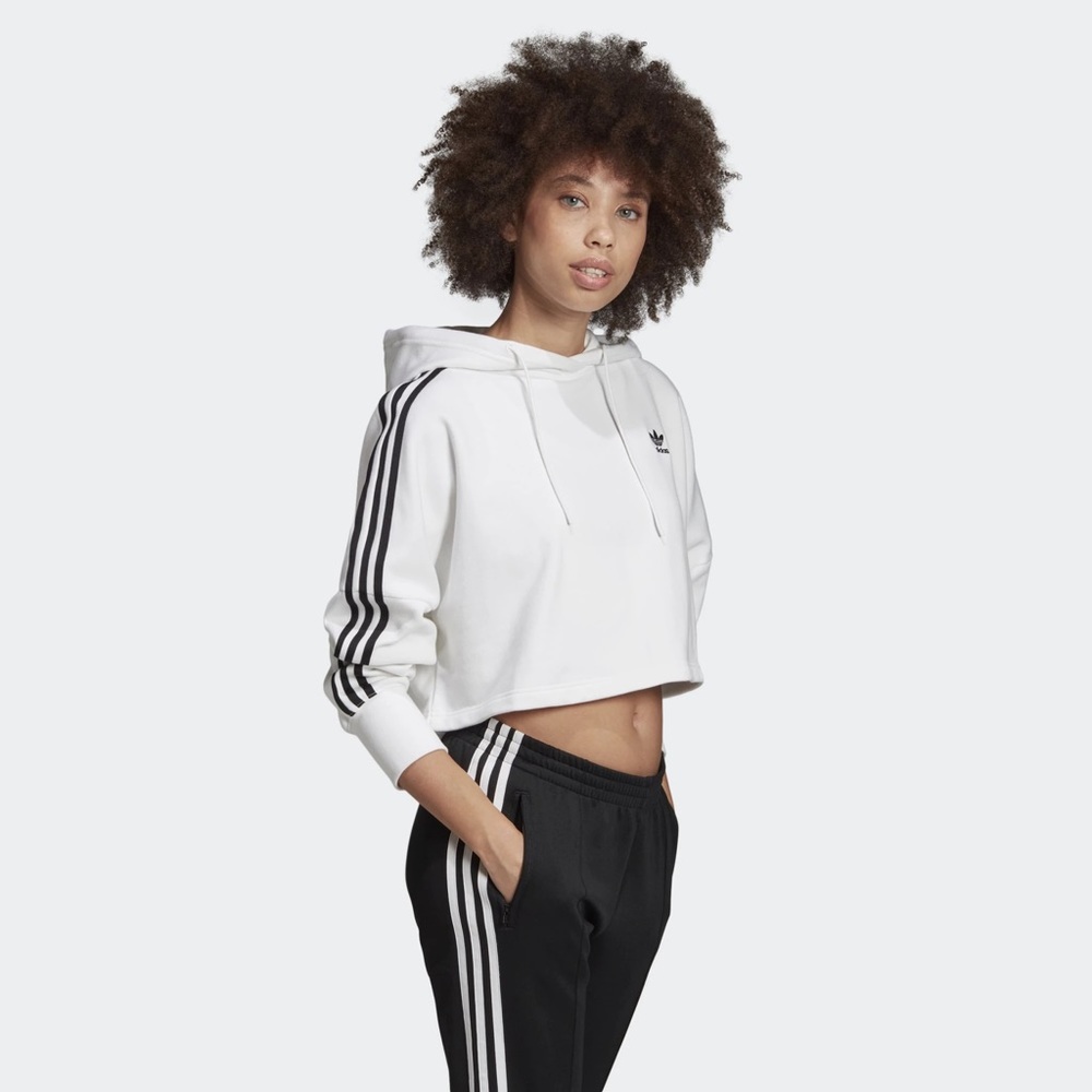 NWT ADIDAS ESSENTIALS 3-STRIPES CROPPED HOODIE - Picture 7 of 15